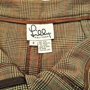 LILLY PULITZER brown tan plaid stretch skirt #8